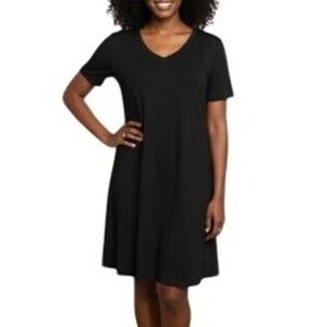 NWT J Jill Pure Jill Black V-Neck T-Shirt Jersey Swing Dress Size 2X